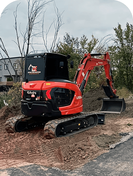 Mini excavator doing residential excavation work